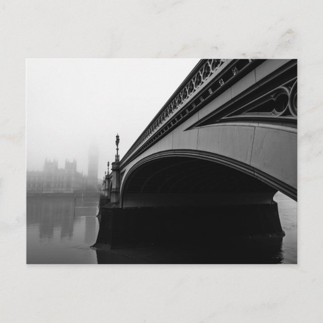 London Westminster Bridge in Thick Fog Postkarte (Vorderseite)