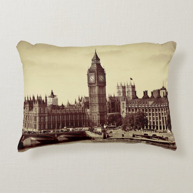 London Westminster mit Big Ben und Bridge. alt, lo Dekokissen (Vorderseite)