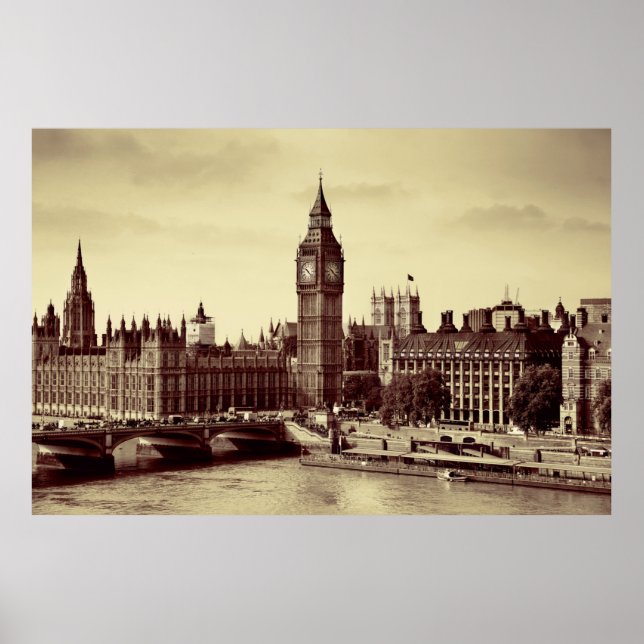 London Westminster mit Big Ben und Bridge. Poster (Vorne)