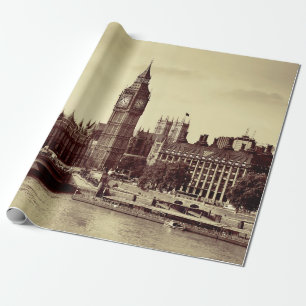 London Westminster mit Big Ben und Brücke. alt,lo Geschenkpapier