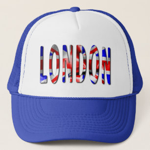 London Word mit Flag Texter Trucker Hut Truckerkappe