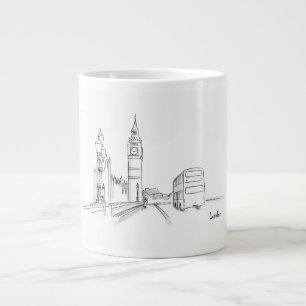London Zeichnung Einfach Schwarz und Weiß Jumbo-Tasse