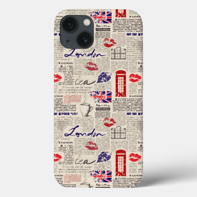 London-Zeitungs-Muster Case-Mate iPhone Hülle (Rückseite)