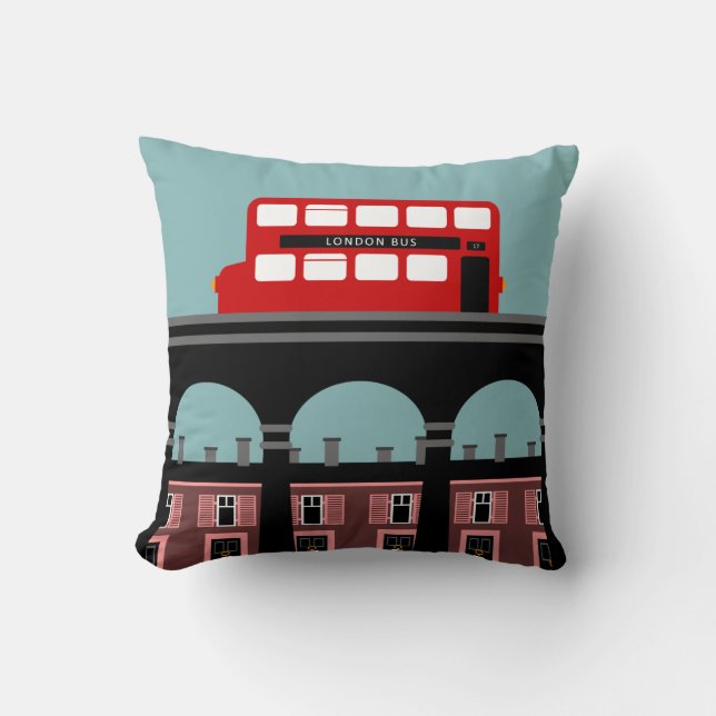 Londoner Bus auf einer Brücke Kissen (Vorderseite)