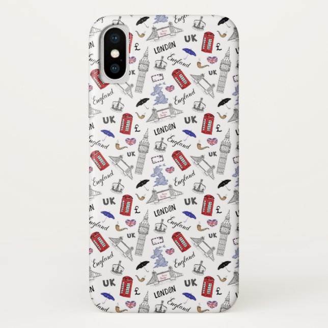 Londoner City-Doodles-Muster Case-Mate iPhone Hülle (Rückseite)
