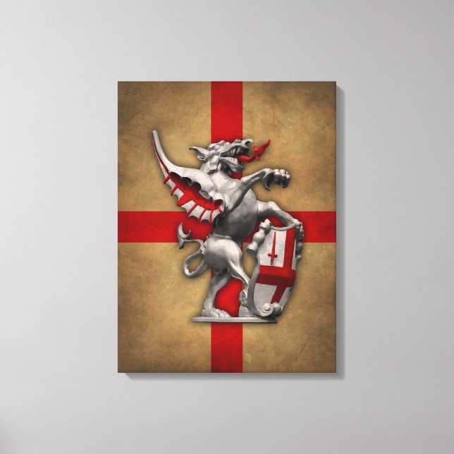 Londoner Drache auf Old English Flag Leinwanddruck (Vorderseite)