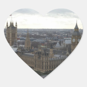Londoner Gebäude & Big Ben Heart Sticker