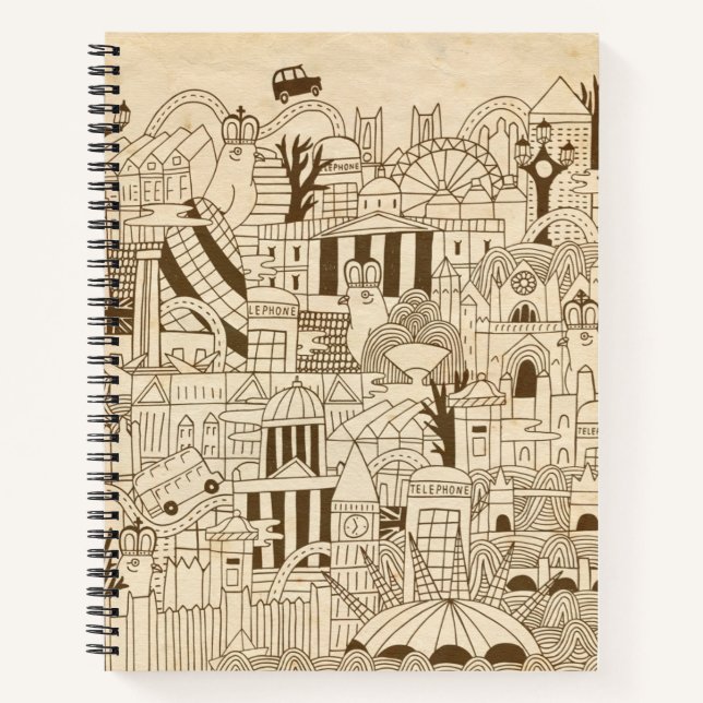 Londoner Hand auf altes Papier gezeichnet Notizbuch (Vorderseite)