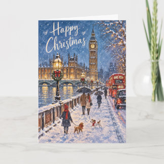 Londoner Paar Weihnachtskarte im Schnee Karte