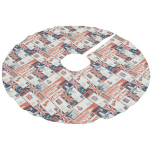 Londoner Post Baum Skirt Leinenimitat Weihnachtsbaumdecke