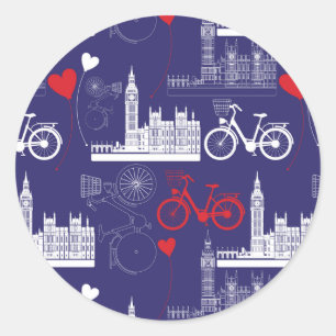 Londoner Sehenswürdigkeiten-Muster Runder Aufkleber