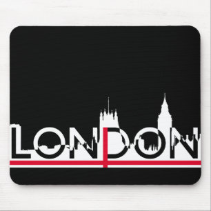 Londoner Silhouette und englische Flagge Mousepad