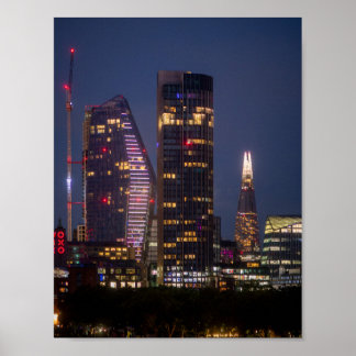 Londoner Skyline bei Nacht Poster