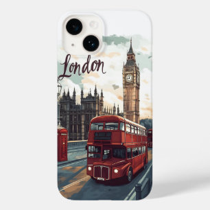 Londoner Stadtansicht mit Doppeldeckerbus & Big Be Case-Mate iPhone 14 Hülle