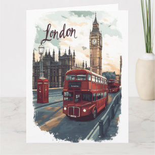 Londoner Stadtbild mit Doppeldecker-Bus und Big Be Karte