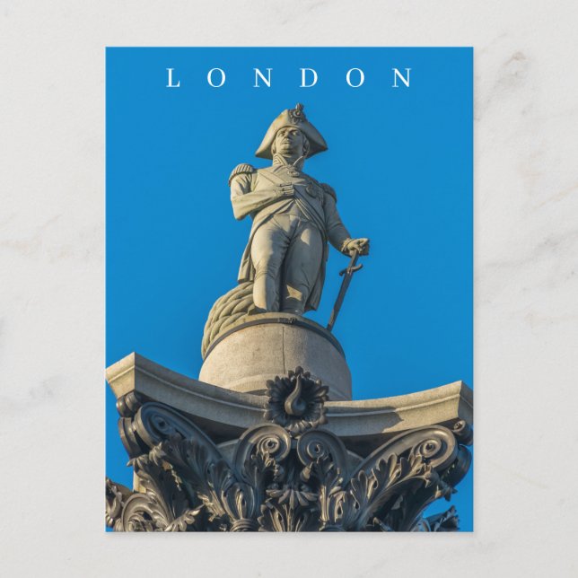 Londoner Statue Nelson nahe Ansichtskarte Postkarte (Vorderseite)