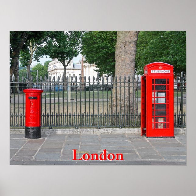 Londoner Telefonkabine und Postbox Poster (Vorne)
