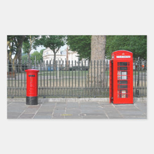Londoner Telefonkabine und Postbox Rechteckiger Aufkleber