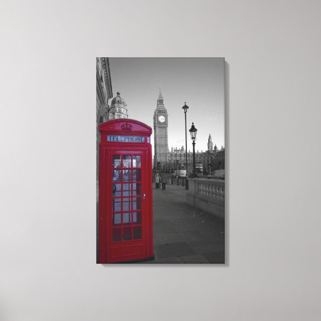 Londoner Telefonzelle Leinwanddruck (Vorderseite)