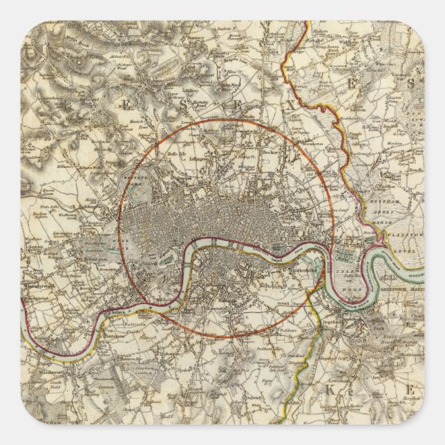 Londoner Umgebungen Quadratischer Aufkleber (Vorderseite)