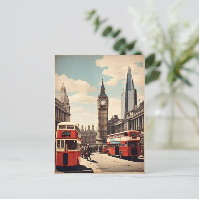 Londoner Vintage-Poster Postkarte (Stehend Vorderseite)