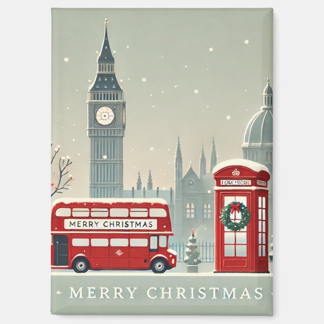Londoner WeihnachtsWeihnachten | Big Ben & Festive Magnet (Vorderseite)