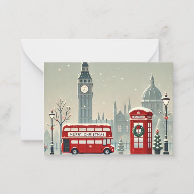 Londoner WeihnachtsWeihnachten | Big Ben & Festive Mitteilungskarte (Vorderseite)