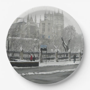 Londoner Westminster Abbey im Winter Pappteller