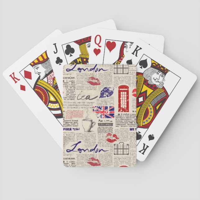 Londoner Zeitungsmuster Spielkarten (Rückseite)