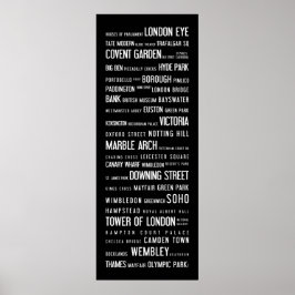 Londons beliebte Plätze auf einem typografischen P Poster