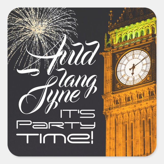 Londons Big Ben, Silvester Party Quadratischer Aufkleber (Vorderseite)