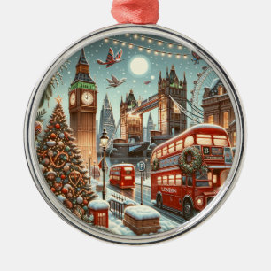 Londons festlicher Glanz - Lebendige Weihnachtskar Ornament Aus Metall