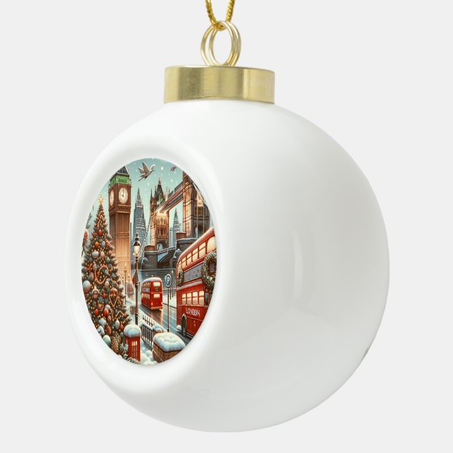 Londons festlicher Splendor - ein lebendiger Weihn Keramik Kugel-Ornament (Rechts)