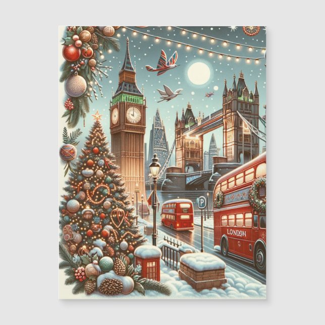 Londons festlicher Splendor - ein lebendiger Weihn Magnetkarte (Vorderseite)