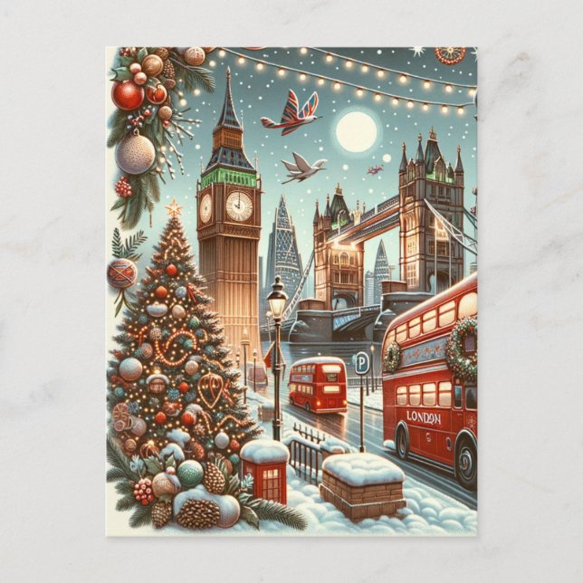 Londons festlicher Splendor - ein lebendiger Weihn Postkarte (Vorderseite)