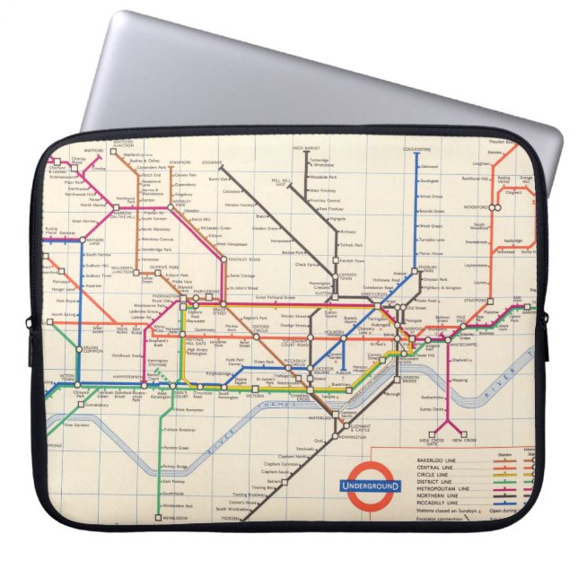 Londons Untergrund Map Laptopschutzhülle (Vorderseite)