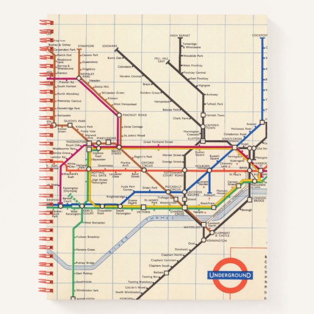 Londons Untergrund Map Notizbuch (Vorderseite)