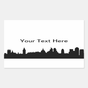 Londonskyline-Silhouette Cityscape Rechteckiger Aufkleber