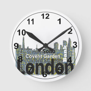 Londonskyline-Silhouette Runde Wanduhr