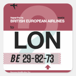 Londres - Autocollants carrés de voyage étiquette