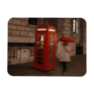 Londres - Rainy Day Phone Box - Umbrella Magnet