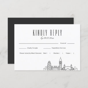 Londres Skyline Wedding RSVP avec choix de repas