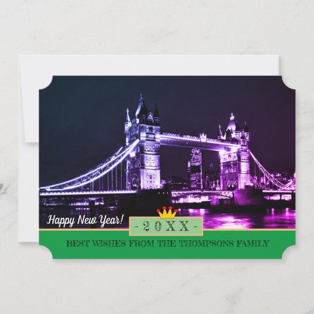 Londres, Tower Bridge et Bonne Année ! Carte de so (Devant)