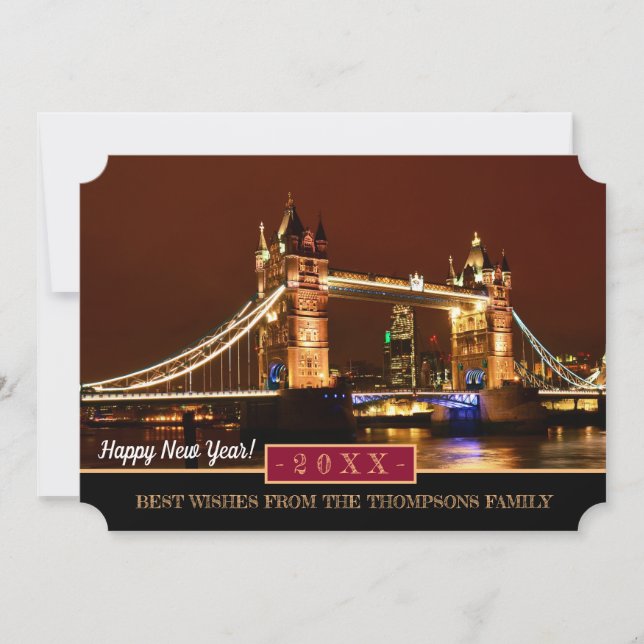 Londres, Tower Bridge et Bonne Année ! Carte de so (Devant)