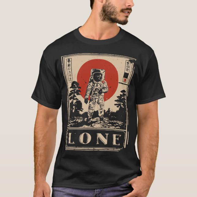 Lone Astronaut Space Explorer Solides Design T-Shirt (Vorderseite)