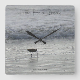 Lone Beach Sandpiper Clock Quadratische Wanduhr