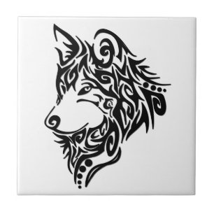 Lone Black Tribal Wolf Fliese