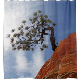 Lone Bonsai Tree Sky Zion Natl Park Duschvorhang