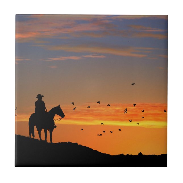Lone Cowboy Art Tile Fliese (Vorderseite)