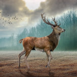 Lone Dee in Misty Forest Taschenuhr<br><div class="desc">Ein wunderschönes Hirsch, das durch einen scheußlichen Wald läuft.</div>